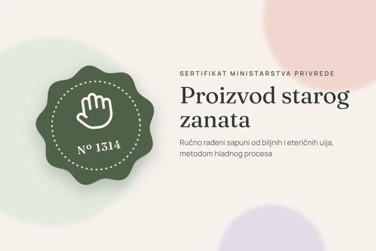 Proizvod starog zanata – sertifikat Ministarstva privrede br. 1314